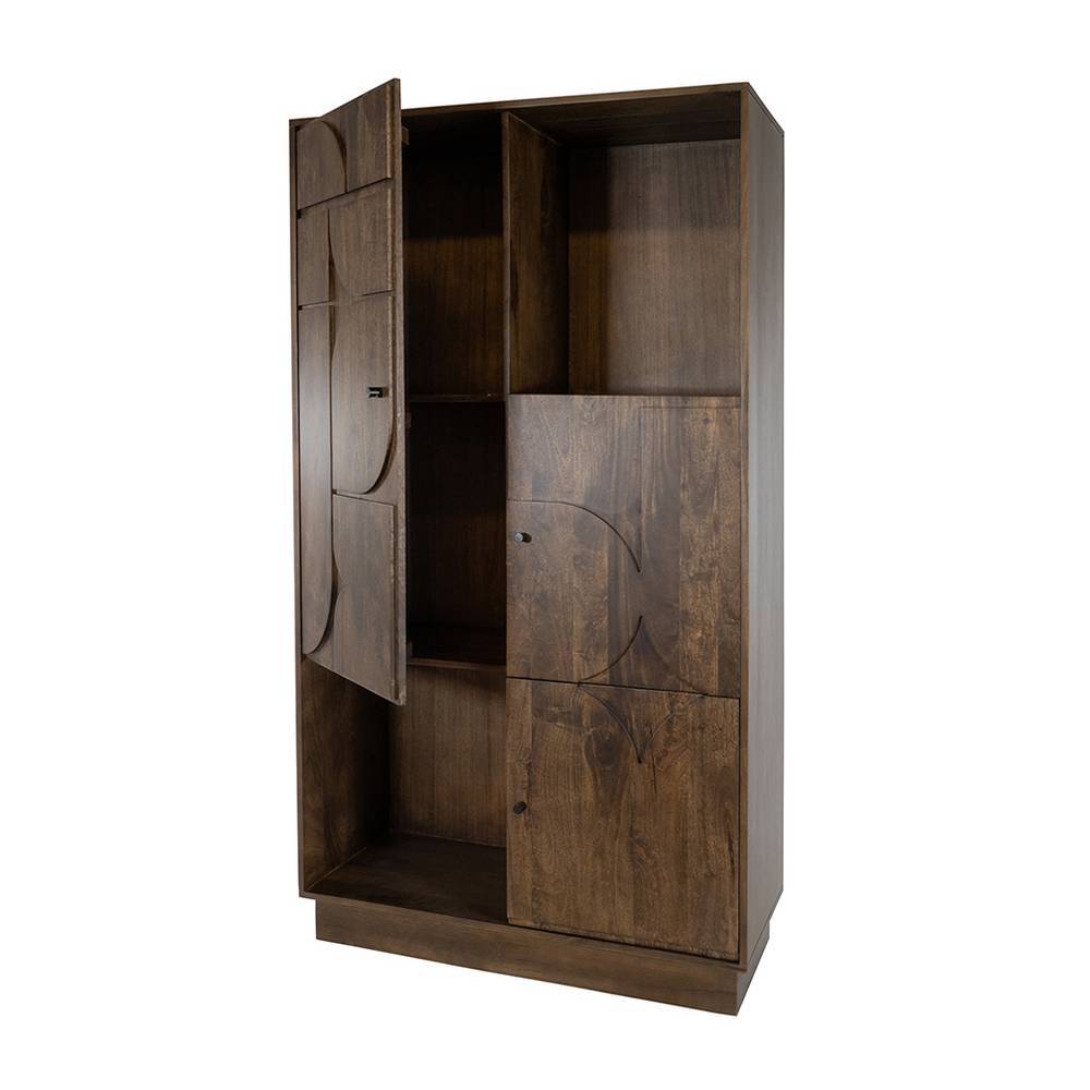 Massivholzschrank Johnsa in Walnussfarben 100 cm breit
