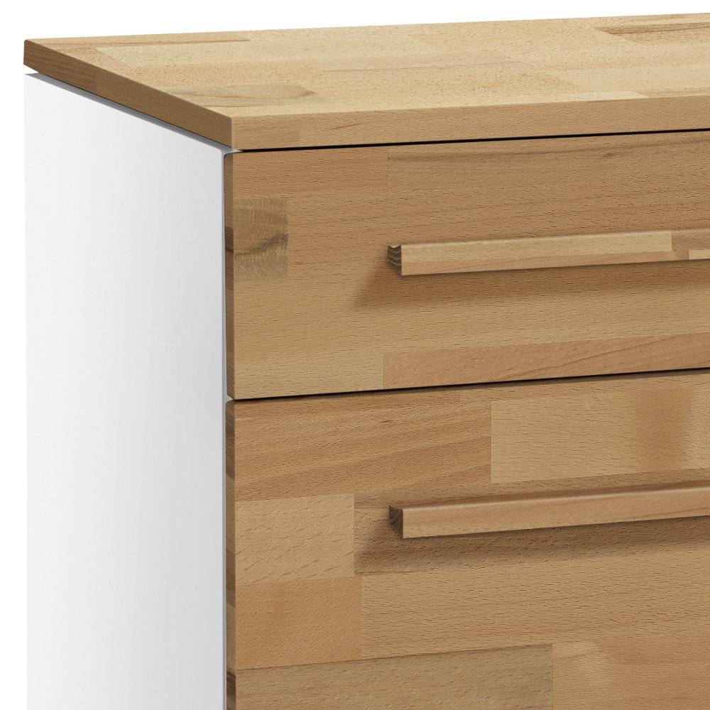 Schubladen Sideboard Grasilla in Kernbuchefarben und Weiß