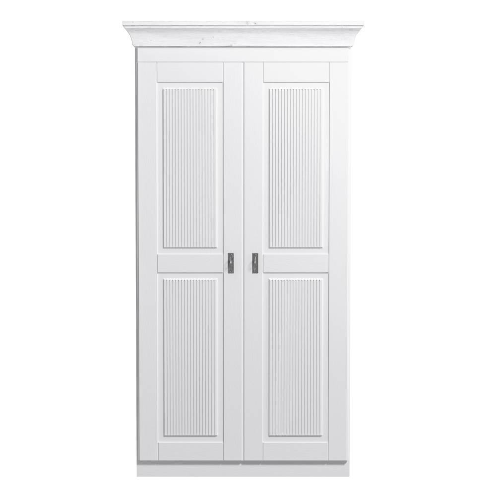 Landhaus Kleiderschrank Vilatata mit Drehtüren und Kassetten Optik Front
