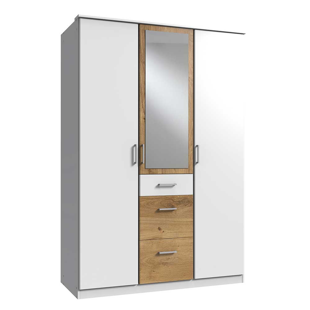 Schlafzimmerkleiderschrank Cerhard mit Spiegeltür und drei Schubladen