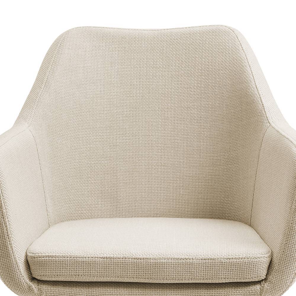 Armlehnstuhl Dori in Beige mit Gestell aus Massivholz