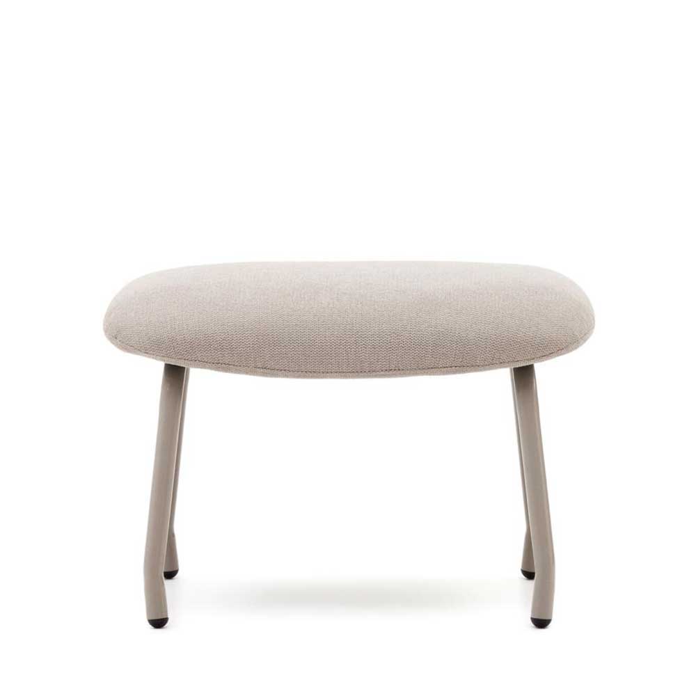 Hocker zum Sessel Deverino in Beige und Weiß mit Vierfußgestell aus Metall