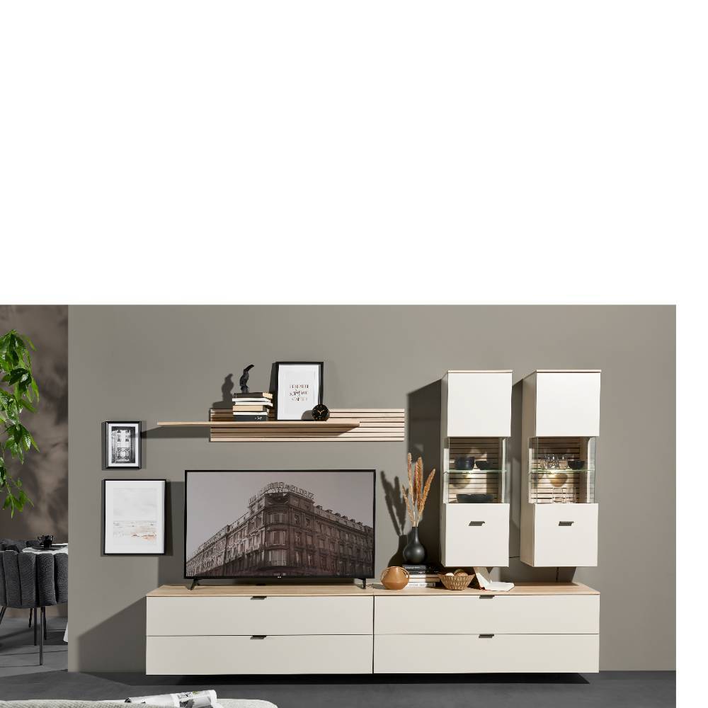 Wohnzimmerschrankwand Jasefiana in modernem Design 280 cm breit (fünfteilig)