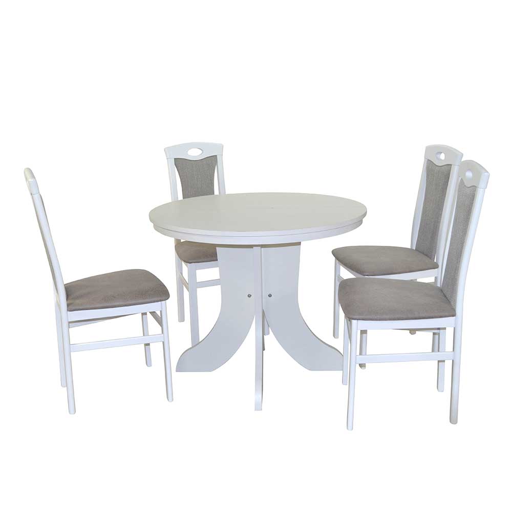 4 Personen Esszimmergarnitur Tananoa mit rundem Tisch ausziehbar (fünfteilig)