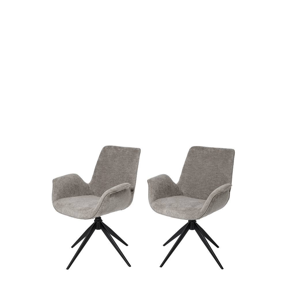 Esszimmerarmlehnstuhl Nurzia im 2er Set in Grau (2er Set)