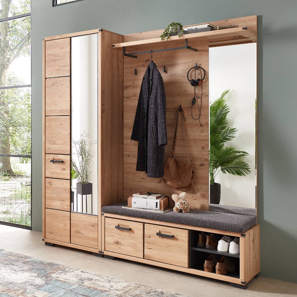 Garderobenkombination Tablonero 188 cm breit in Wildeichefarben (dreiteilig)