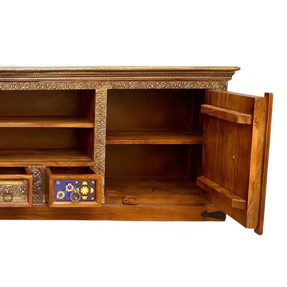 TV Lowboard Legancio aus Akazie Massivholz handbemalt