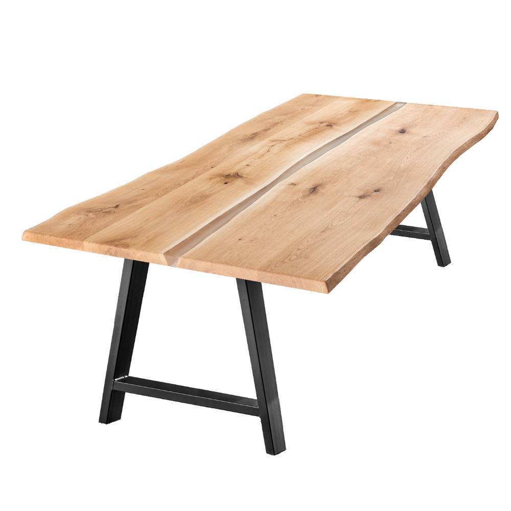 Baumtisch Detle mit natürlicher Baumkante im Industry und Loft Stil