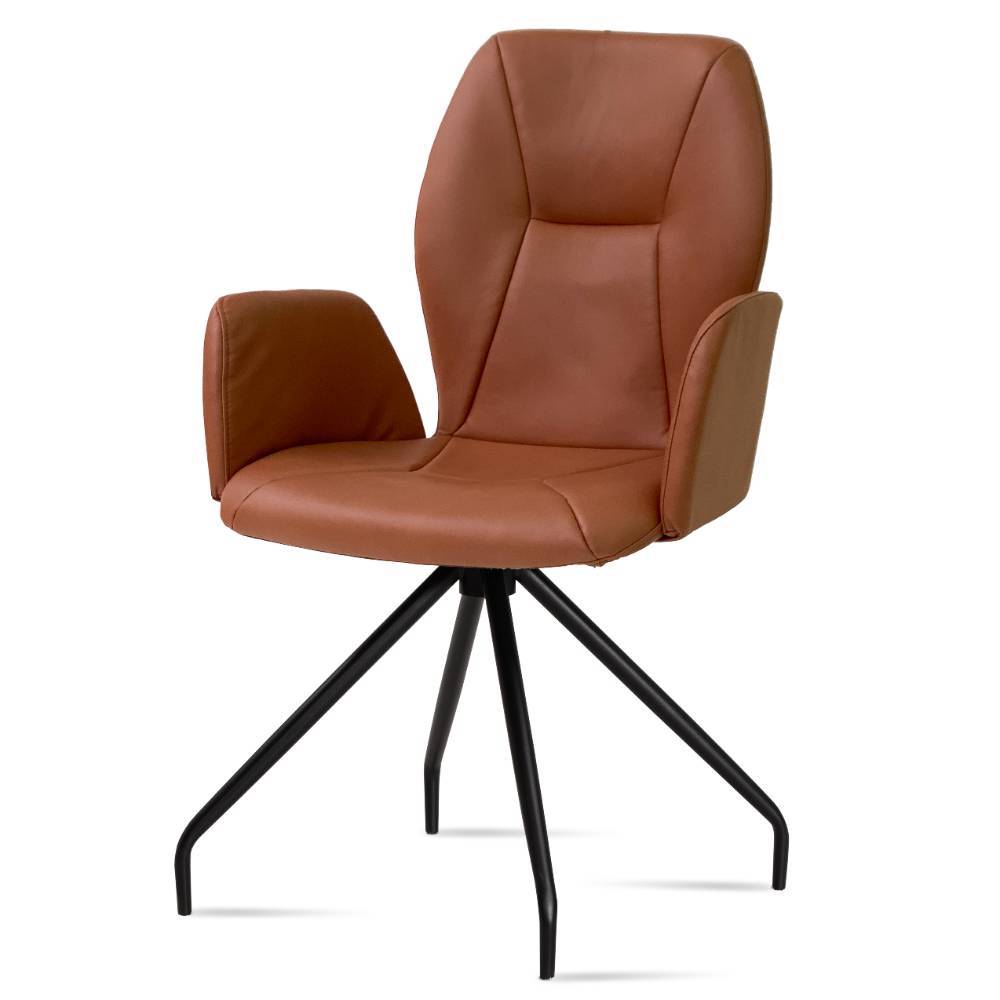 Armstuhl Enya in Cognac Braun mit hoher Rückenlehne