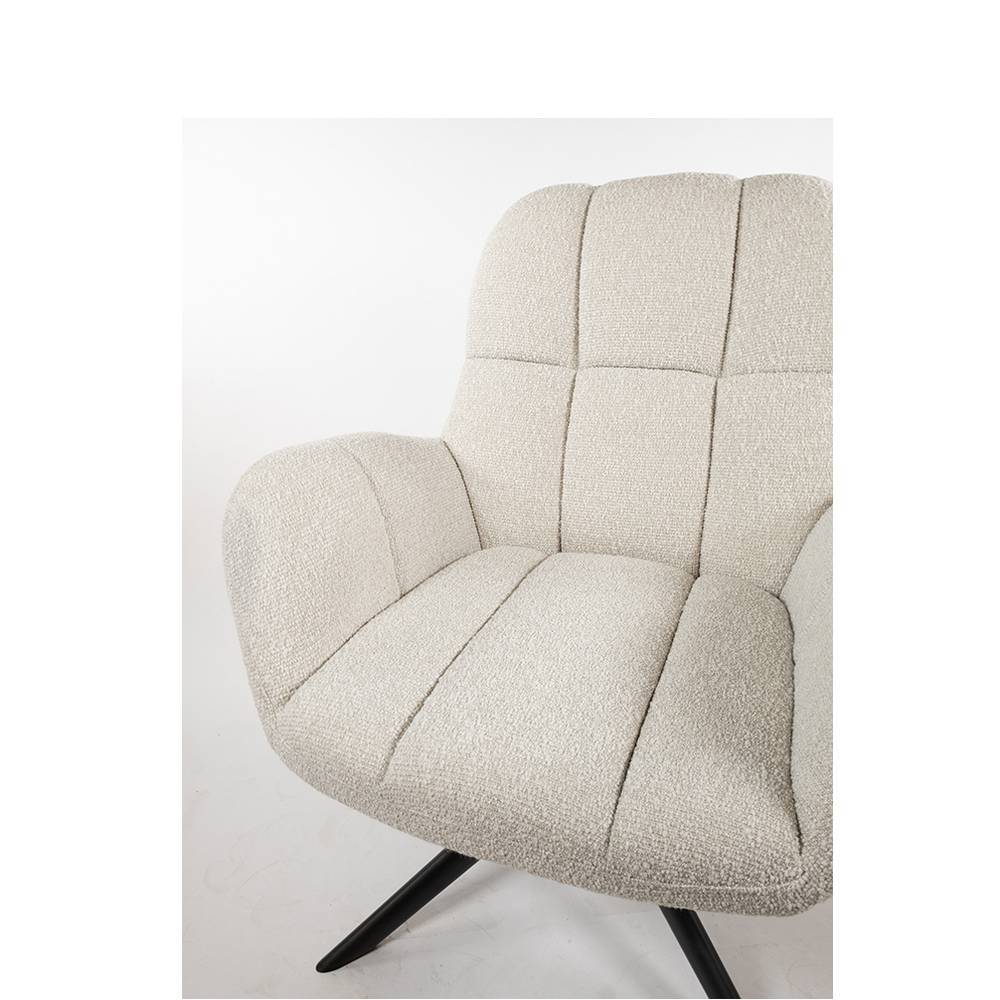 Wohnzimmersessel Lotura in Cremeweiß aus Boucle Stoff
