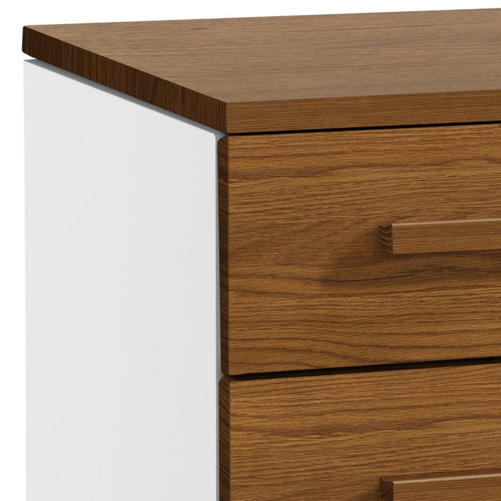 Schubladen Sideboard Sabadella in Eiche dunkel & Weiß mit Holzgriffen
