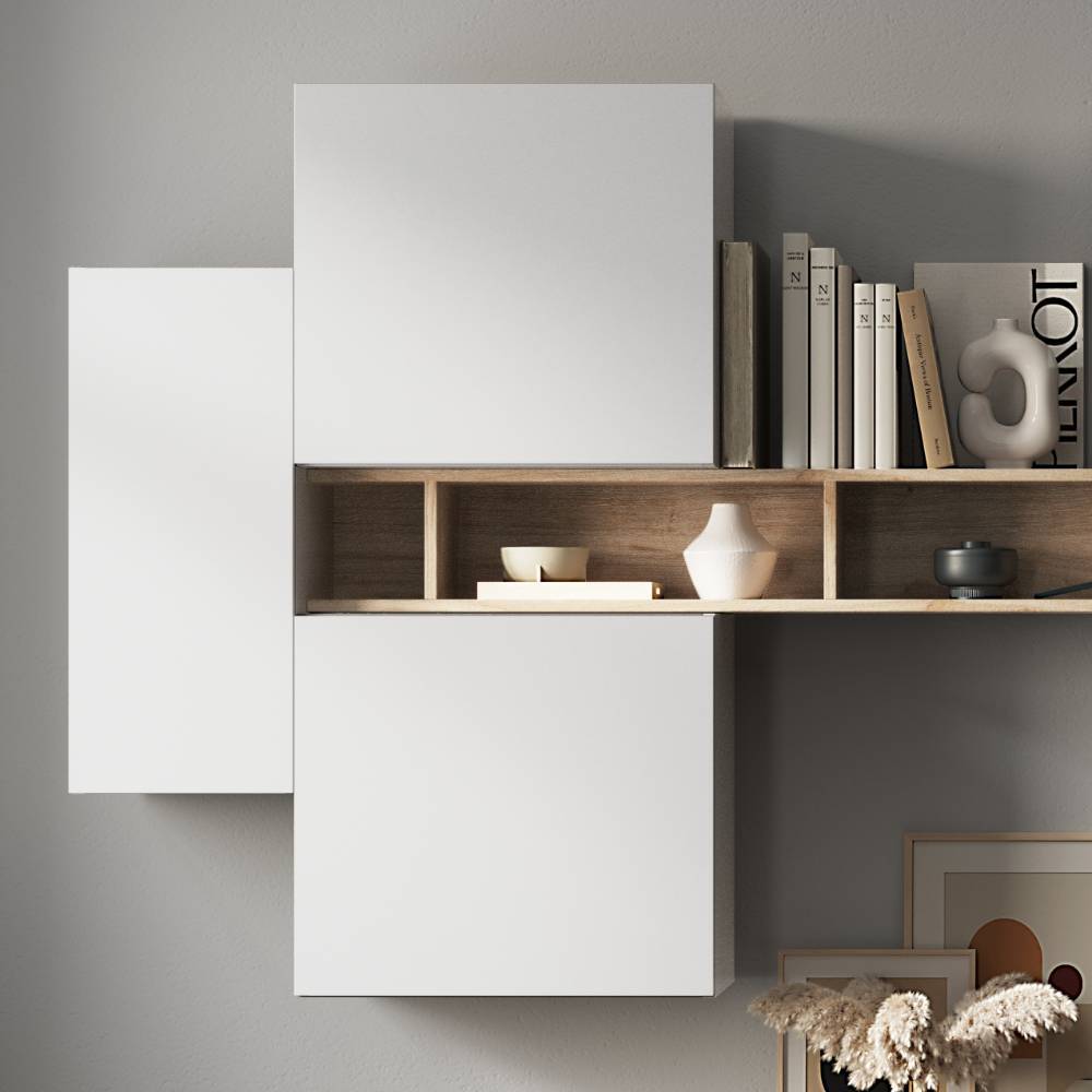 Wohnwand Simonas in modernem Design für die Wandmontage (siebenteilig)