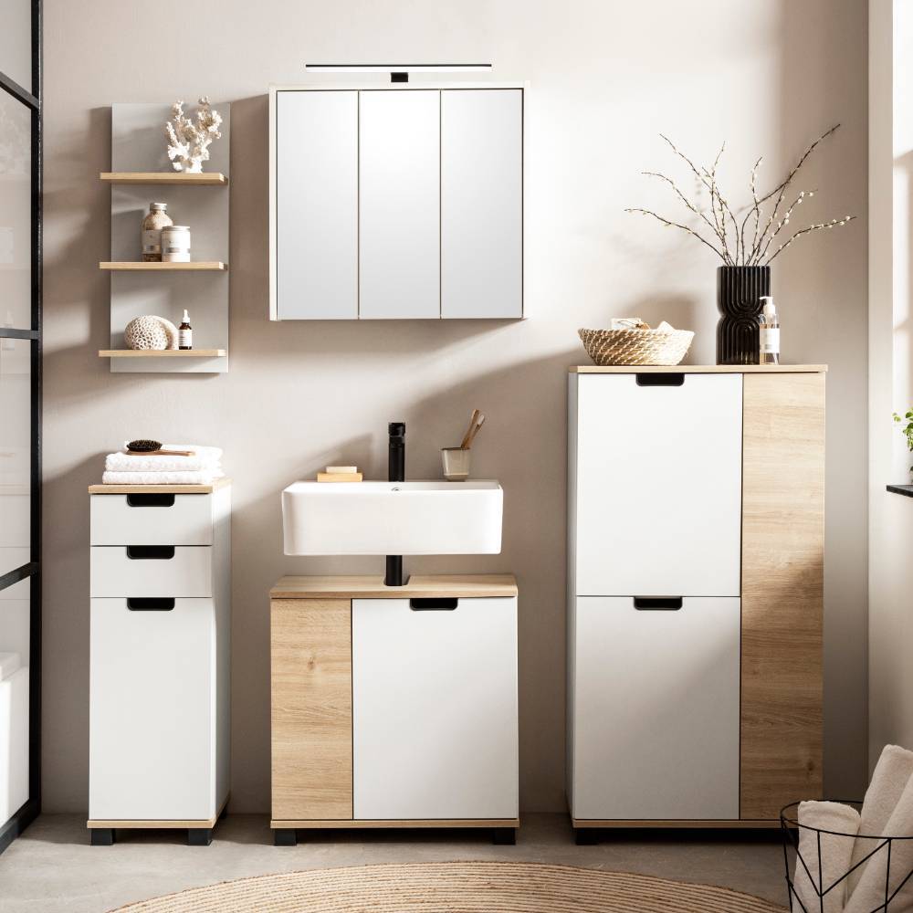 Badezimmerspiegelschrank Alisa in Weiß matt 65 cm breit