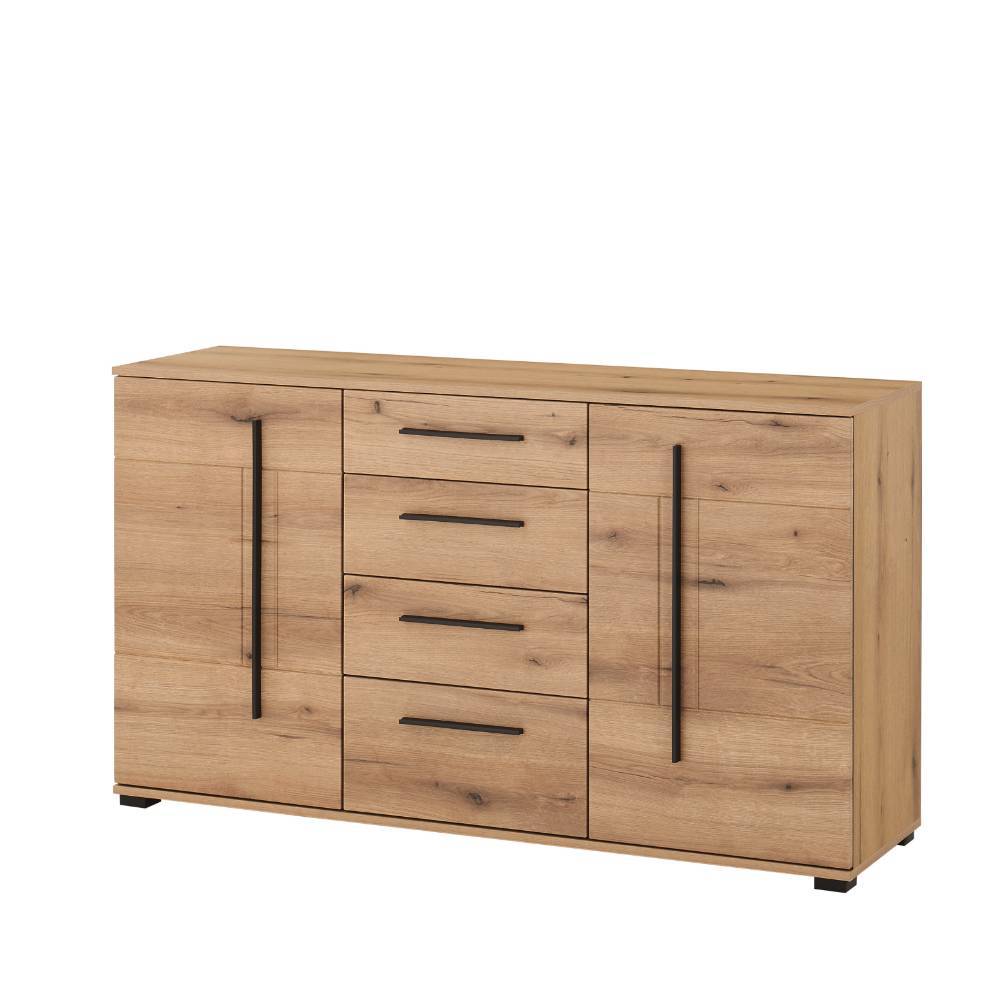 Schrankwand Wohnzimmer Cemutra 200 cm hoch in modernem Design (dreiteilig)