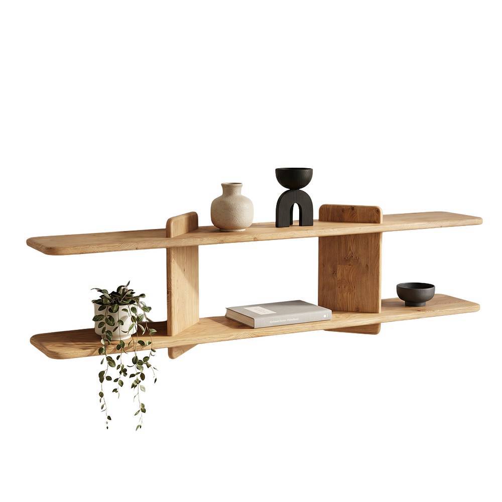 Wandregal Temuco im Skandi Design aus Eiche Massivholz