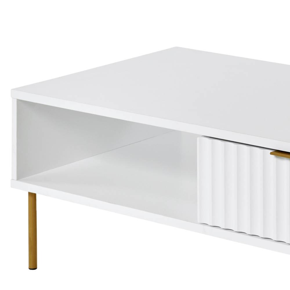 Sofatisch Bryan in Weiß und Goldfarben