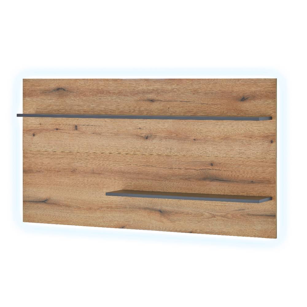 Wohnzimmerwand Castilla für die Wandmontage in Wildeichefarben (dreiteilig)