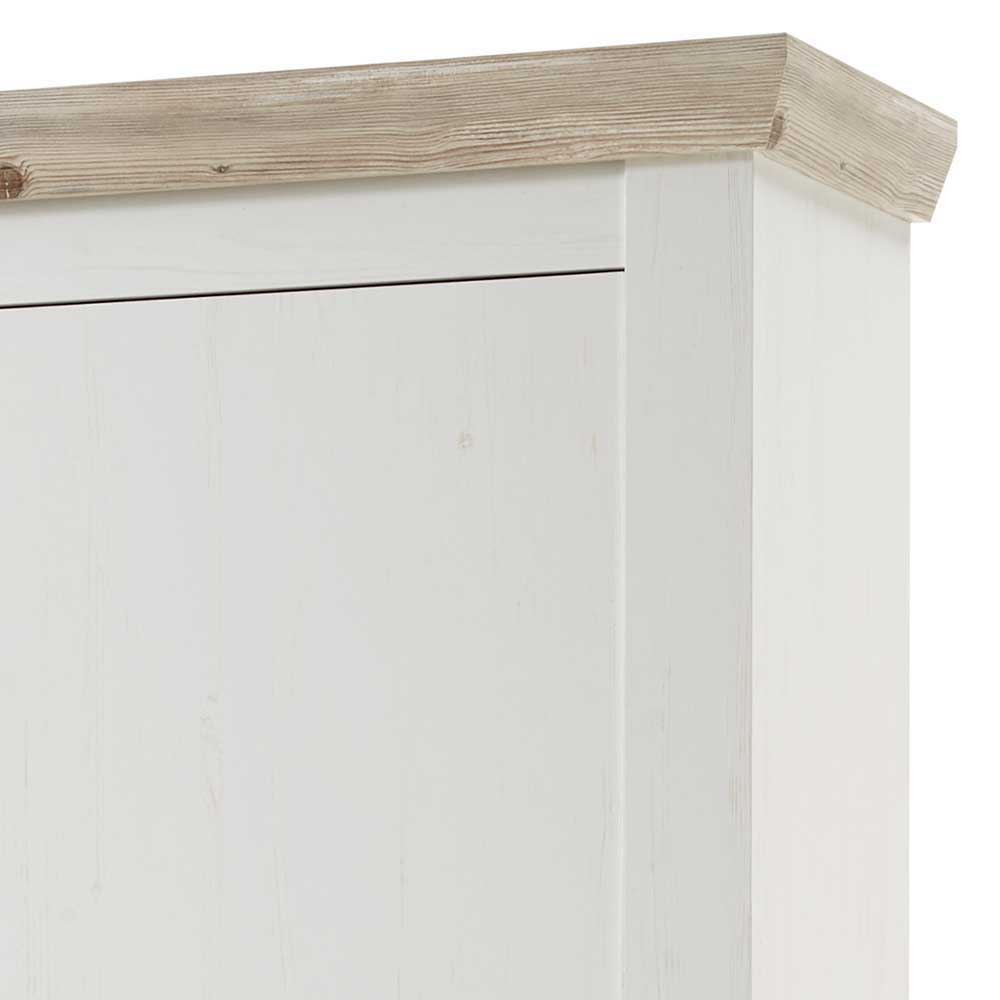 Landhausstil Flurgardarobe Flurencina in Weiß und Pinienfarben (fünfteilig)