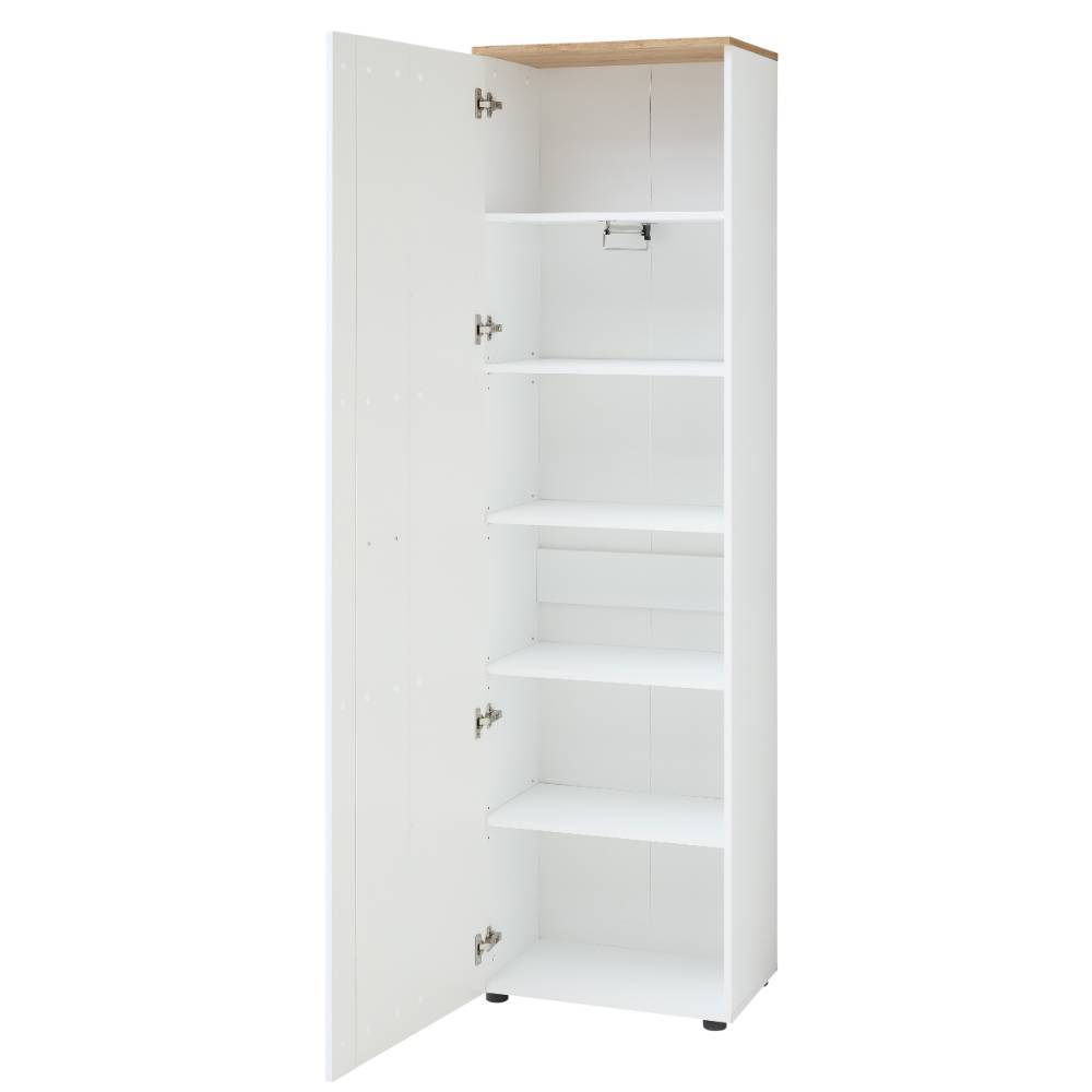 Garderobenschrank Alamo in Weiß matt und Altholz Optik