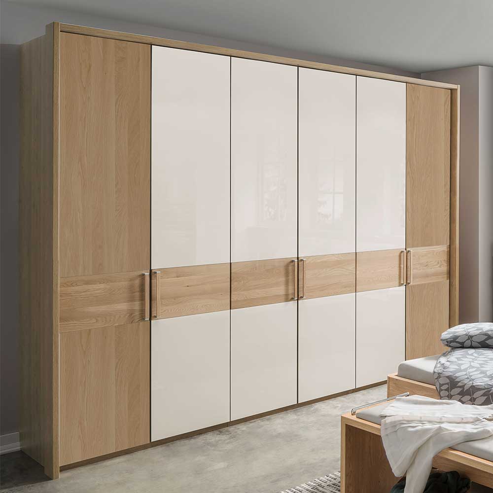 Drehtürschrank Veyfas in Beige und Eiche 6-türig