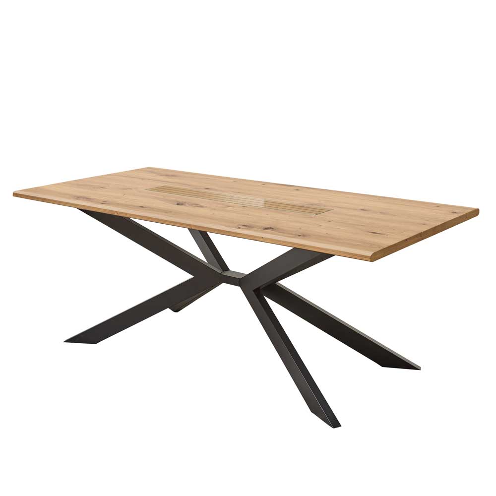 Esszimmer Gruppe Luzie mit Spider Gestell Tisch und 6 Stühlen (siebenteilig)