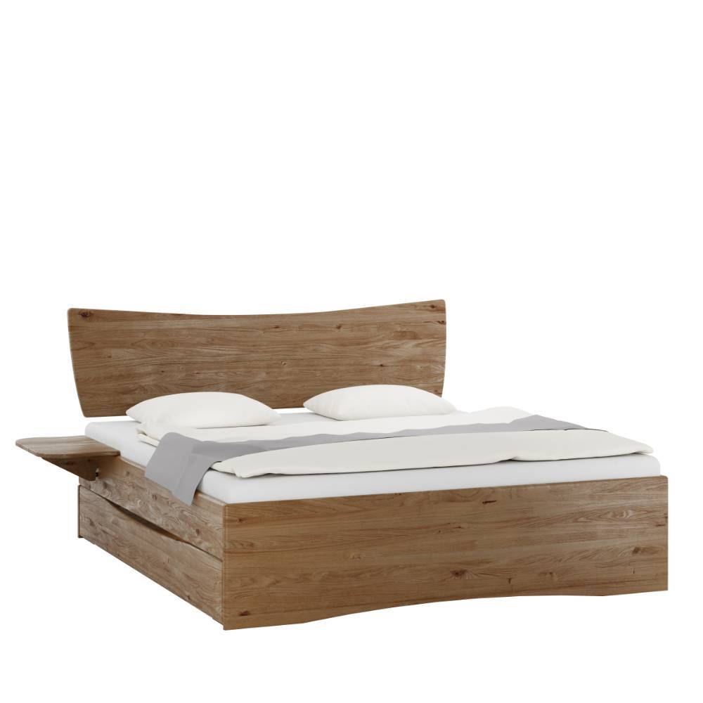 Schubkastenbett Ovidiu aus Wildeiche Massivholz 98 cm Kopfteil