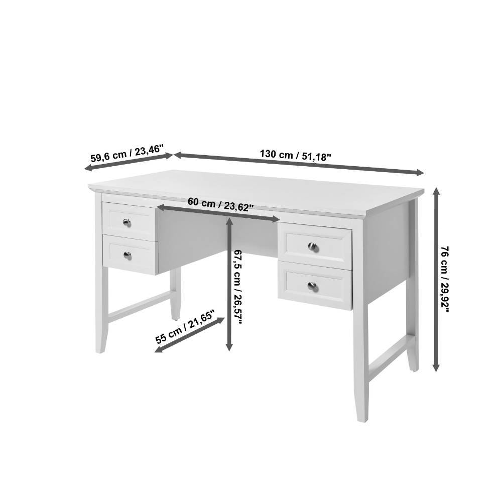 Büroschreibtisch Emyta mit vier Schubladen 132 cm breit