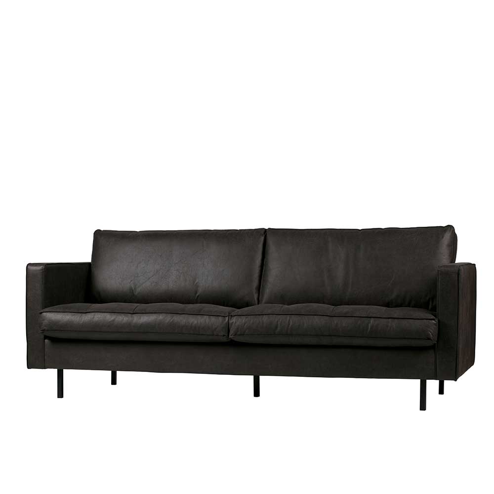 Recyclingleder Couch Lonzavez in Schwarz 230 cm breit