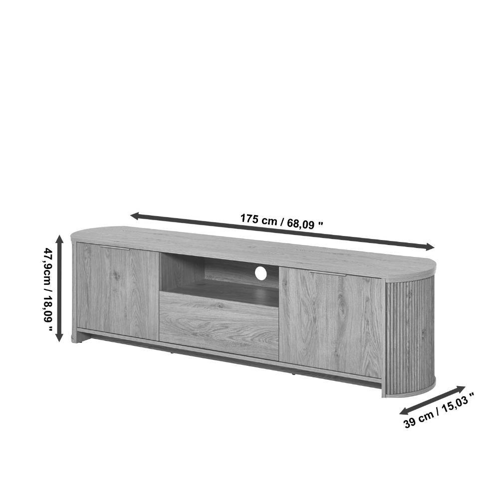 TV Lowboard Baldaniel in modernem Design mit einem offenen Gerätefach