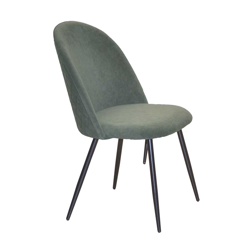 Retrostil Esstisch Stühle Tutan in Oliv Grün mit Gestell aus Metall (4er Set)
