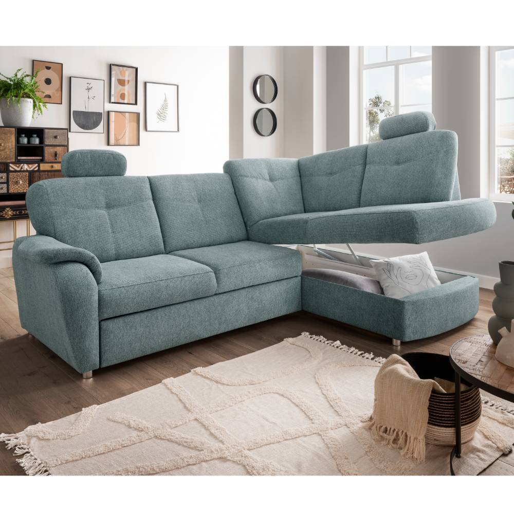 Ecksofa Durantus mit Schlaffunktion in Mintgrün