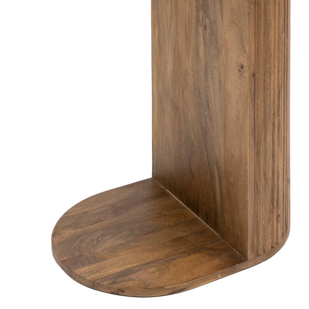 Beistelltisch Sofa Sarojasia mit C Fußgestell und Massivholz Oberfläche