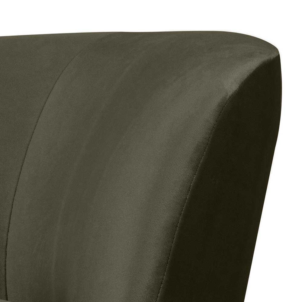 Lounge Einsitzer Sofa Corsica in Dunkelgrün Samt Rücken echt bezogen