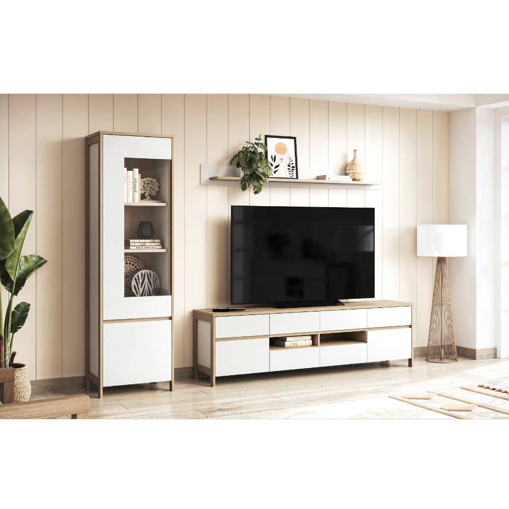 Wohnzimmer Anbauwand Labrassa im Skandi Design 251 cm breit (dreiteilig)