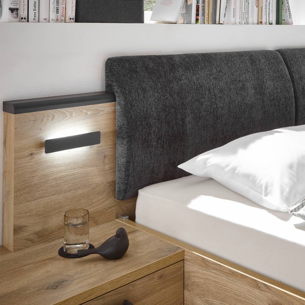 Doppelbett Annika inklusive zwei Nachtkommoden mit LED Beleuchtung