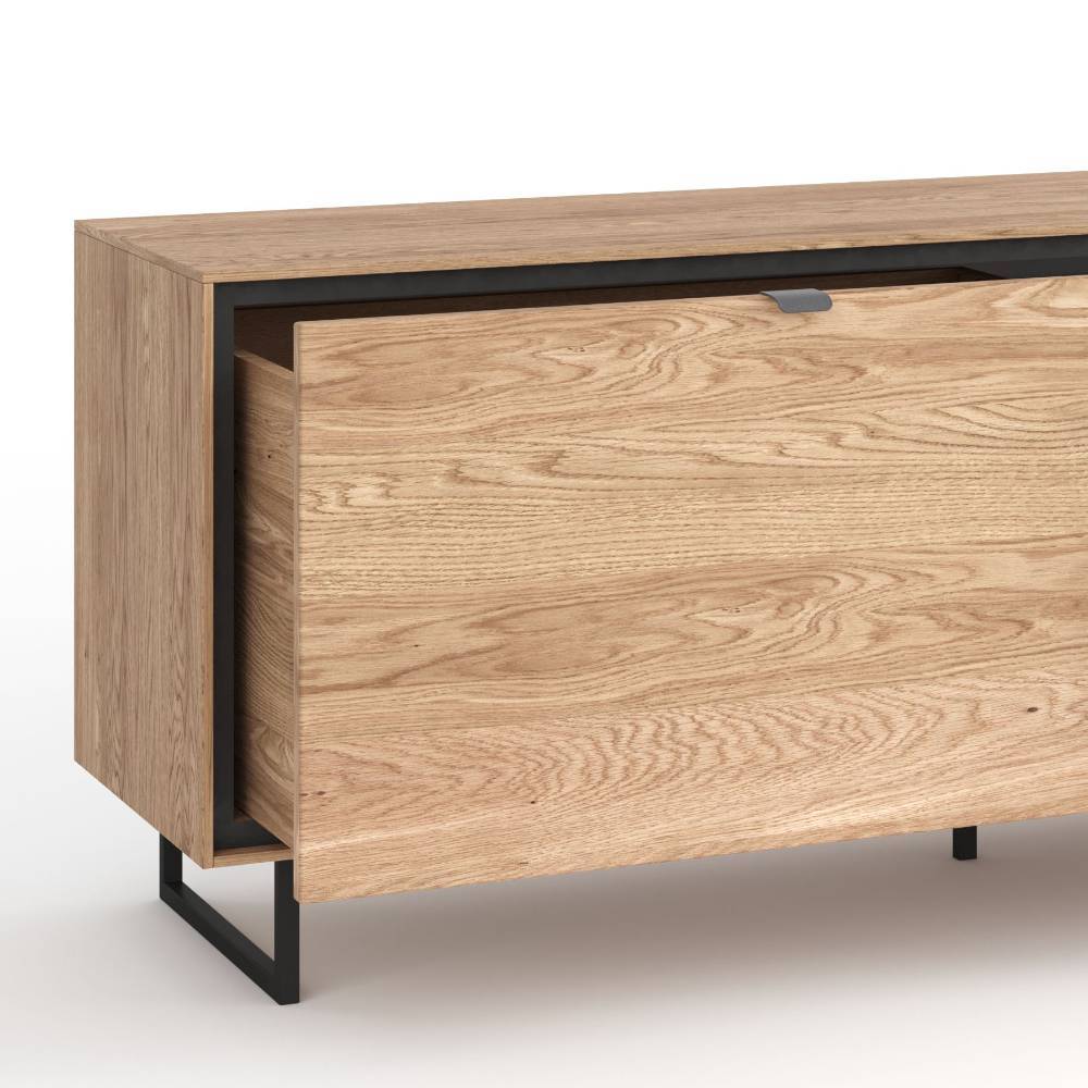 TV Lowboard Flo mit drei Schubladen und Bügelgestell aus Metall