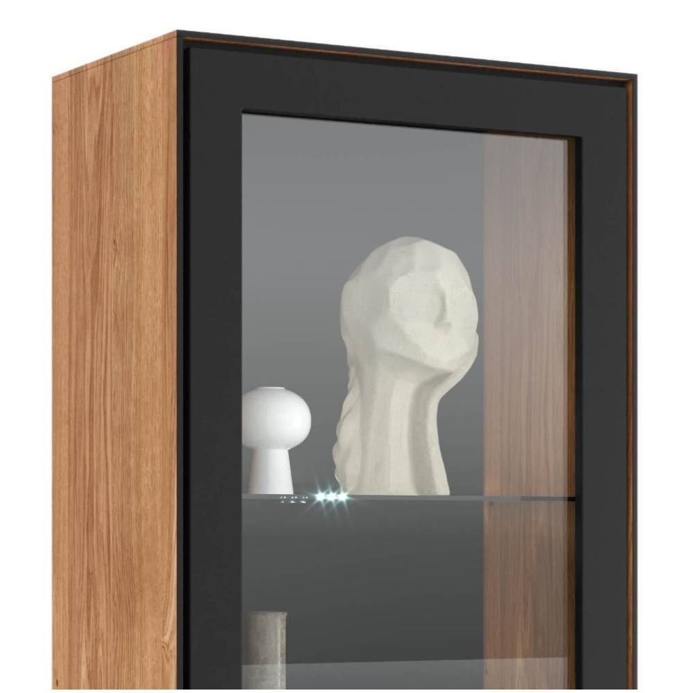 Stauraumvitrine Laviella 197 cm hoch mit Bügelgestell aus Metall