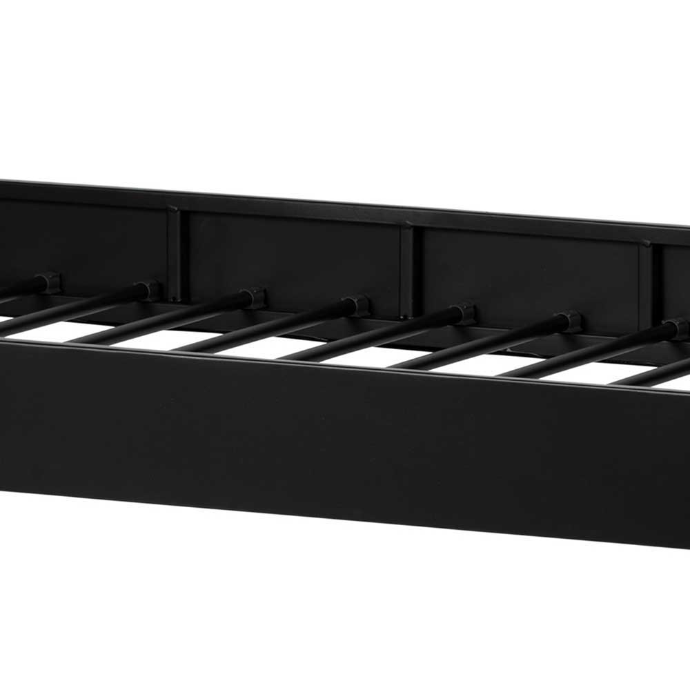 Schwarzes Metall Bett Volgan im Retrostil 42 cm Einstiegshöhe