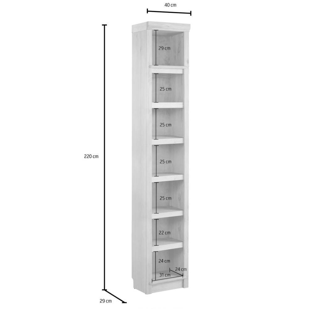 Wohnzimmer Regal Claros aus Kiefer Massivholz mit sechs Einlegeböden