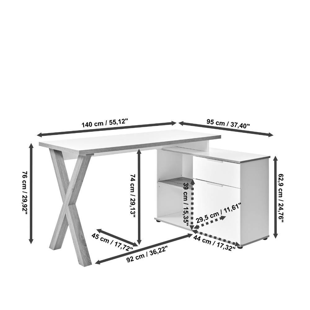 Schreibtisch Susi in Eichefarben 140 cm breit