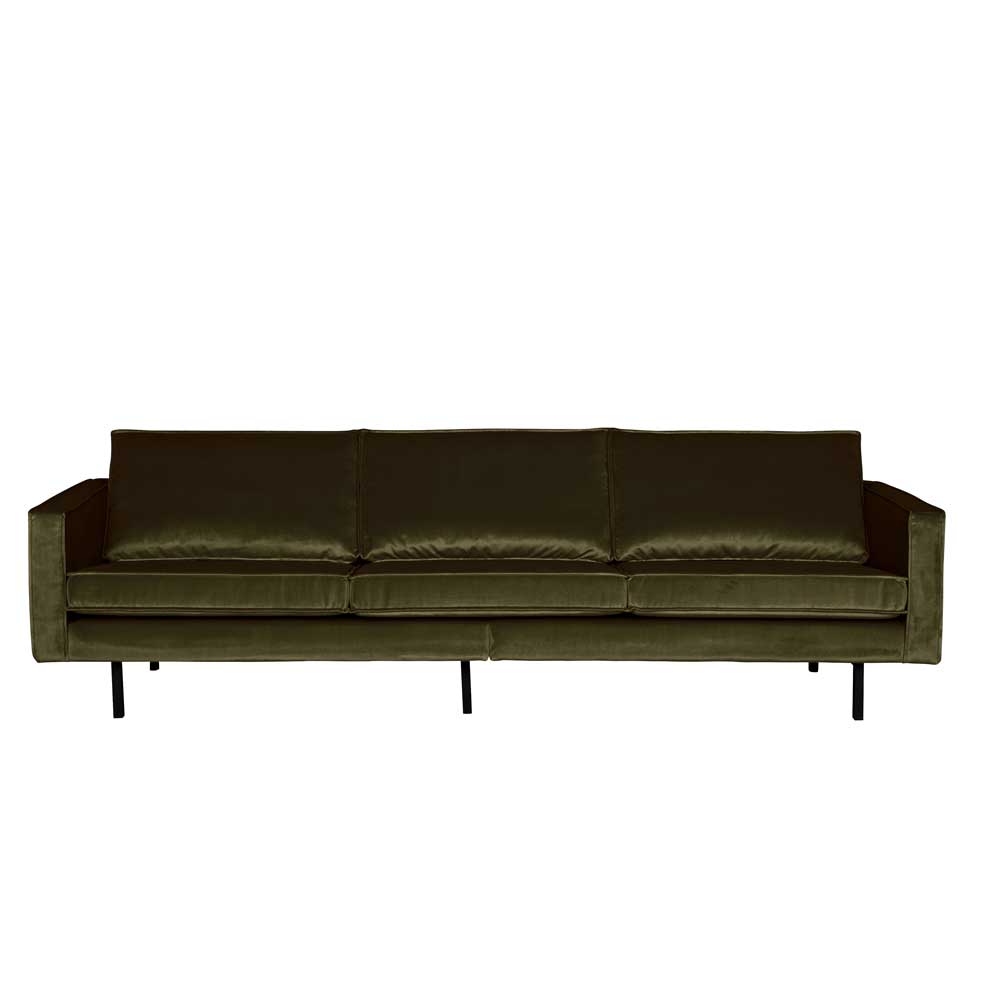 Sofa Verella in Dunkelgrün Samtbezug im Retro Design