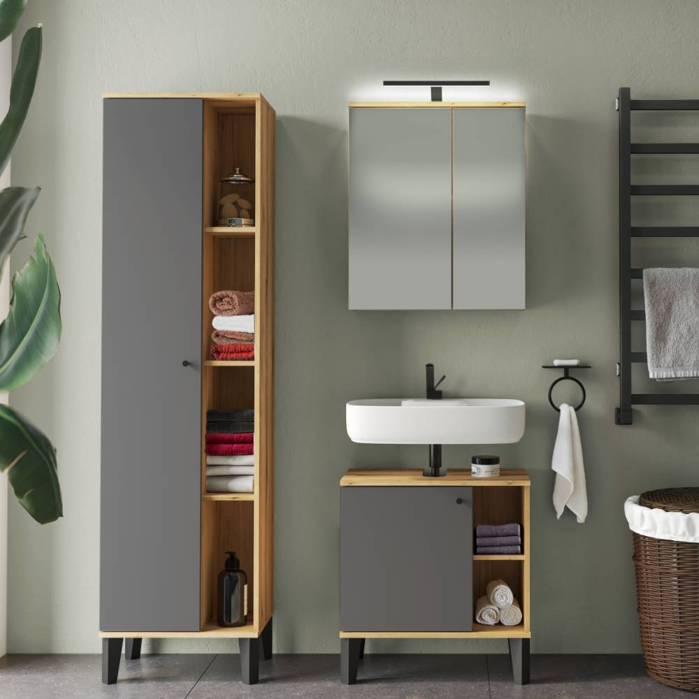Moderne Badmöbel Pattinos dreiteilig - 190 cm hoch (dreiteilig)