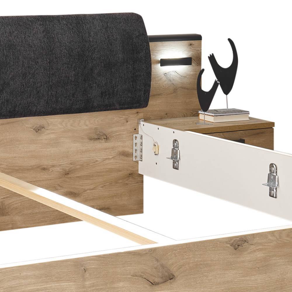 Doppelbett Annika inklusive zwei Nachtkommoden mit LED Beleuchtung