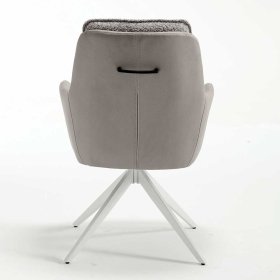 Graue Esszimmer Armlehnstühle Birt aus Boucle - Kunstleder und Metall (2er Set) – Ansicht 5