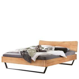 Echtholzbett 140x200 Lamon Nachtkonsolen optional aus Wildbuche & Metall – Ansicht 1