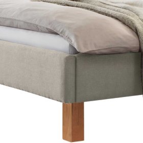 Polsterbett Rock in Beige mit Vierfußgestell aus Kernbuche – Ansicht 4