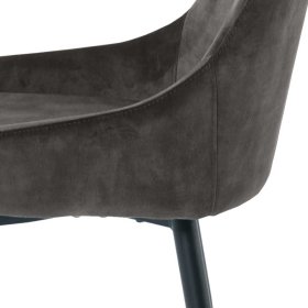 Samt Polsterstühle Calamas in Dunkelgrau und Schwarz mit Metallgestell (2er Set) – Ansicht 7