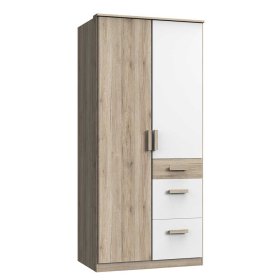 Schlafzimmerschrank Nokadura in Eiche San Remo und Weiß – Ansicht 1