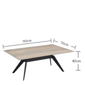 Sofatisch mit Keramikplatte Cassna in Holzoptik gekälkt 110 cm breit – Ansicht 5