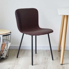 Esstisch Stühle Boucle Etresk in Dunkelgrau mit Gestell aus Metall (4er Set) – Ansicht 2